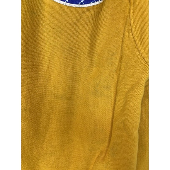 Champion Reverse Weave Sweatshirt Crew Mens S Yellow Gold Embroidered Blue Logo - Picture 14 of 16